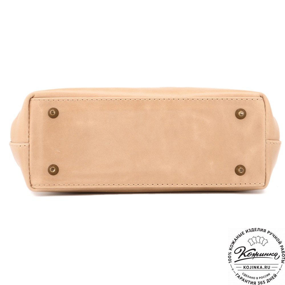  Женская кожаная сумка "Ванесса" (бежевая)